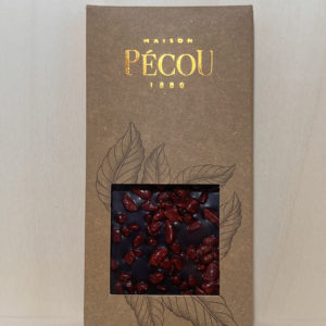 Tablette chocolat noir 70% crispie aux fraises